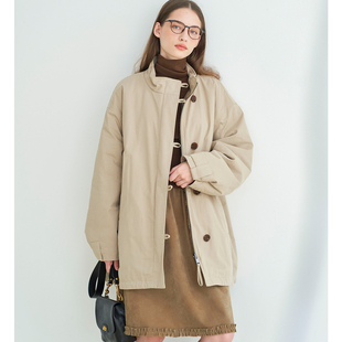 子陌冬季女款经典百搭立领中长款加厚加绒保暖外套女25新品