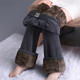 12秋冬加绒微喇叭裤13初中高中学生岁女孩15加厚羊羔绒保暖棉裤16