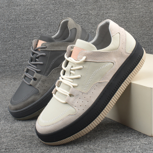 青年男鞋 专柜撤柜男士 百搭广州鞋 透气牛皮厚底板鞋 子 真皮休闲皮鞋