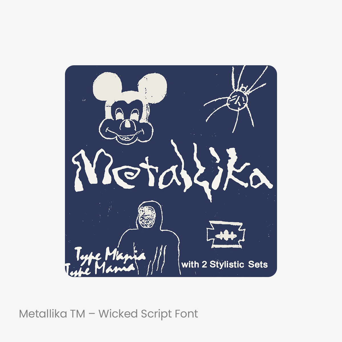 Metallika TM 创意树枝枯干美学英文字体logo标识排版式字体安装
