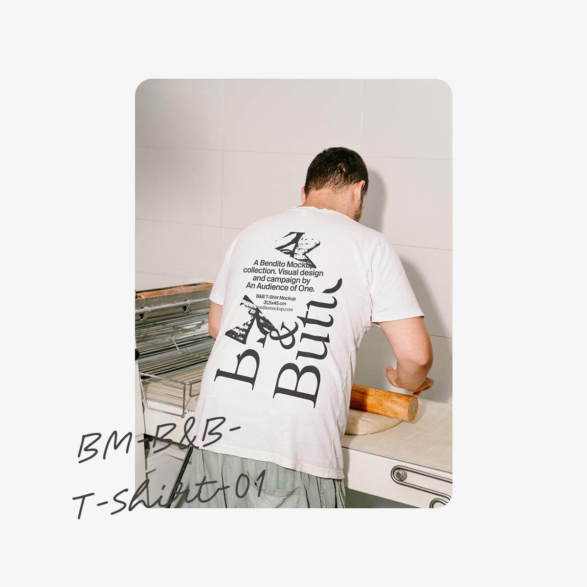 1款男士T恤短袖背面logo标识模拟效果展示样机mockup贴图ps模版
