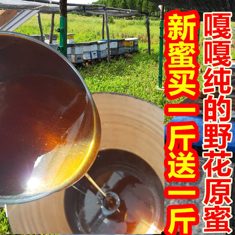 大兴安岭纯正天然野生蜂蜜农家自产深山百花蜜结晶原蜜成熟蜜2斤