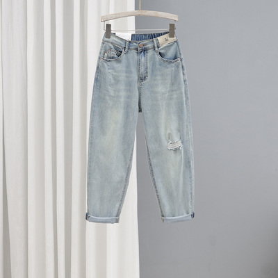 哈伦裤9分薄款弹力牛仔夏季显瘦