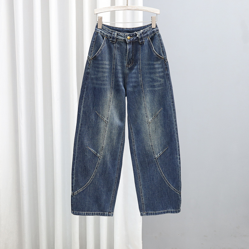 2025秋季新款宽松牛仔裤老爹裤女显瘦洋气常规香蕉裤高腰无弹长裤