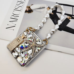 适用华为P50POCKET2高级感S奢华手机壳带挂绳手链保护套2025新款轻奢潮牌少女个性网红卡通可爱韩国镶钻外壳