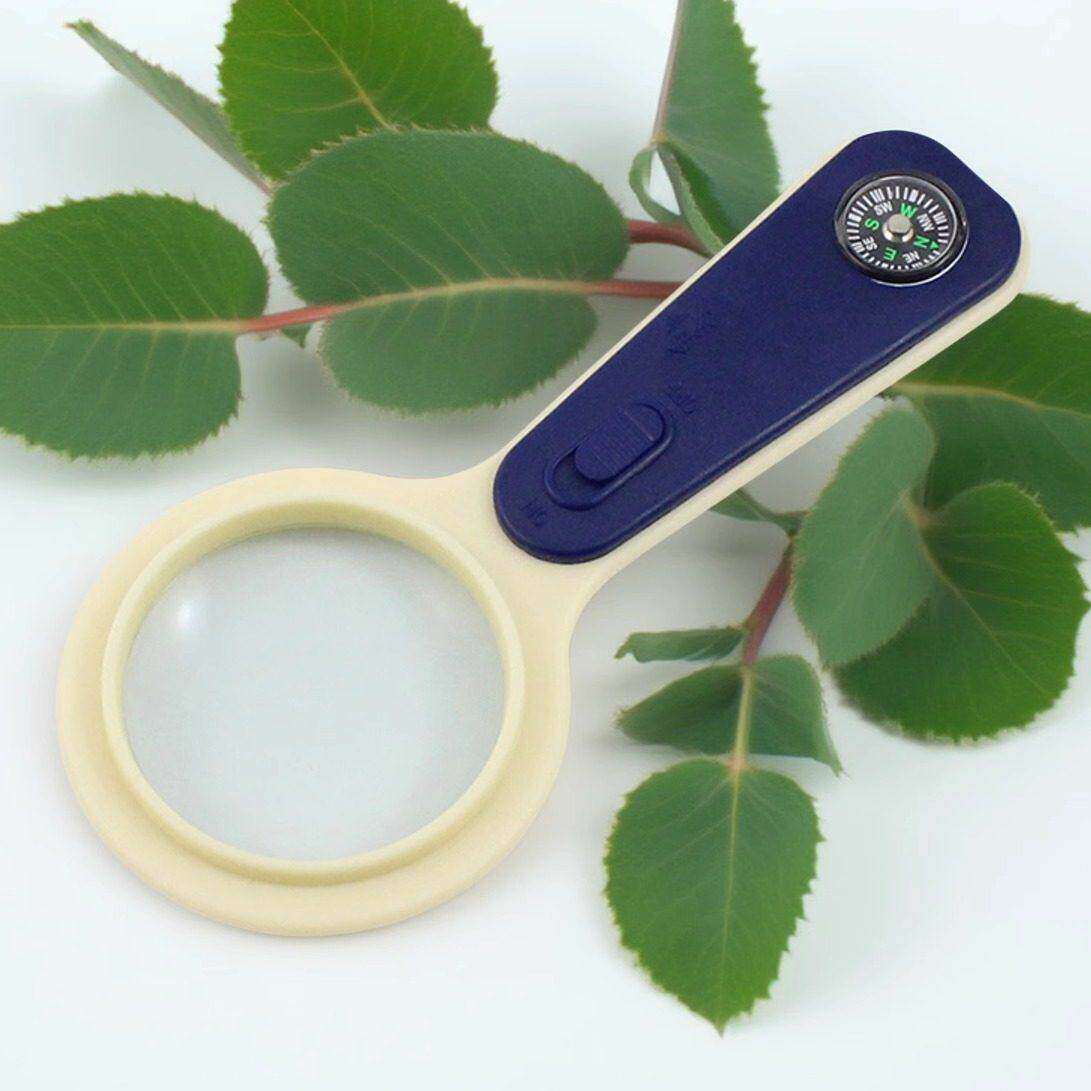 5倍高清放大镜50mm护眼阅读带灯维修手柄LED玻璃镜片放大镜持看书