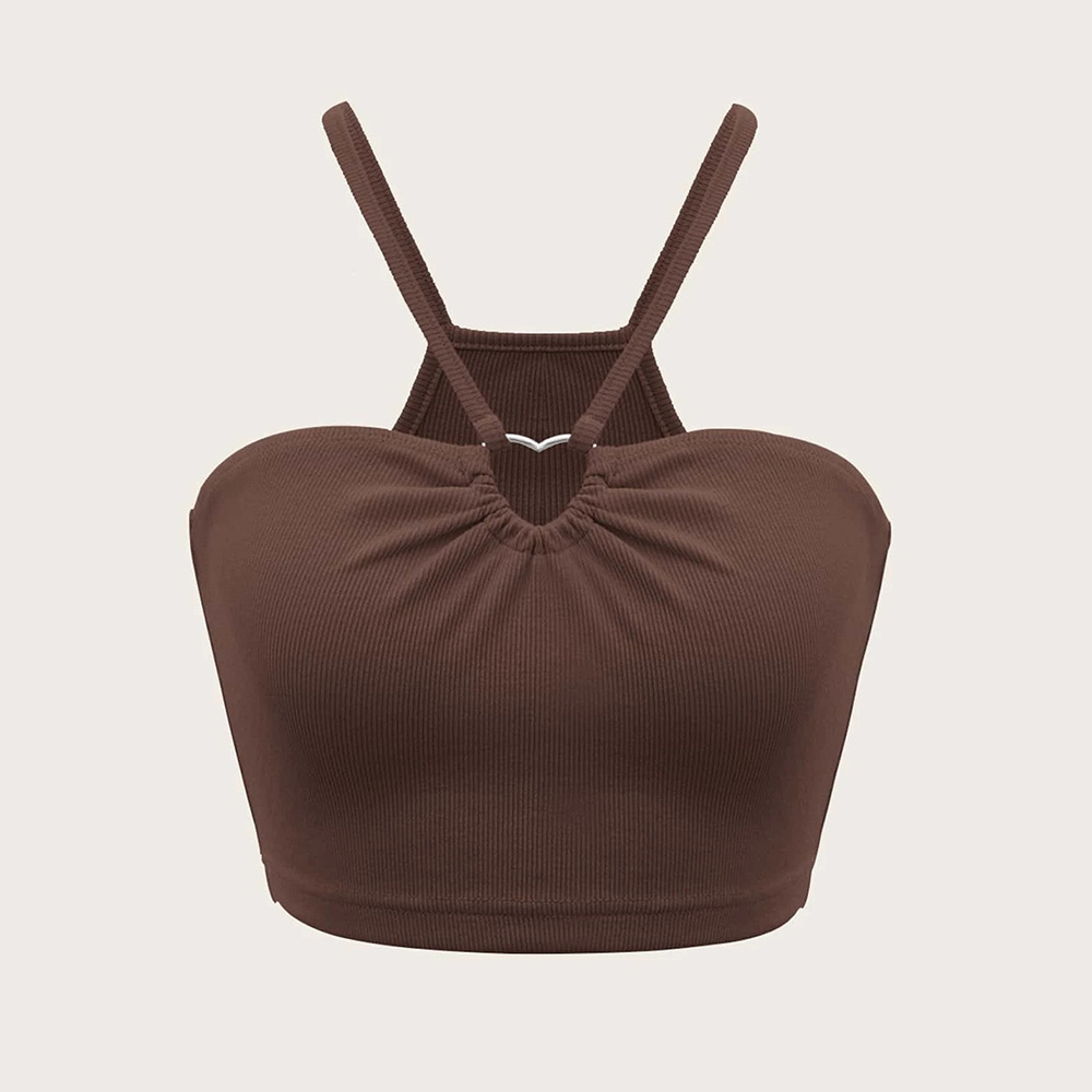 跨境欧美女装2026秋冬新款修身超短款爱心圈无袖背心吊带百搭上衣