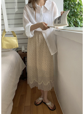 黄峥碎花半身裙女夏韩版高腰宽松a字气质显瘦中长裙122QD1297