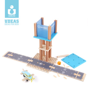 UDEAS木质玩具飞机场场景过家家玩具轨道3-5岁男女孩益智生日礼物