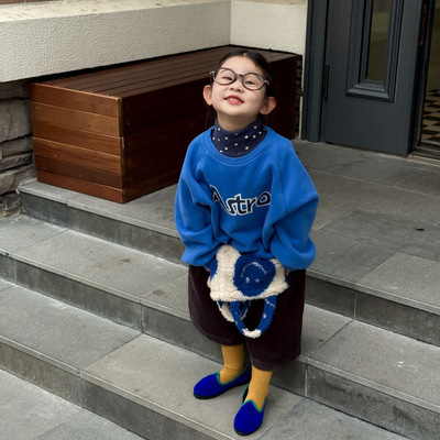 2025冬季新款童装 韩版童装 女童加绒加厚圆领卫衣 幼儿园卫衣