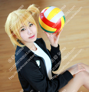 cosplay假发 排球少年/谷地仁花/浅金黄色 收脸短发/COS动漫假发