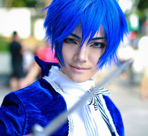 cosplay假发 龙啼版 V家大哥kaito 星座彼氏-水岛郁 蓝色假发包邮