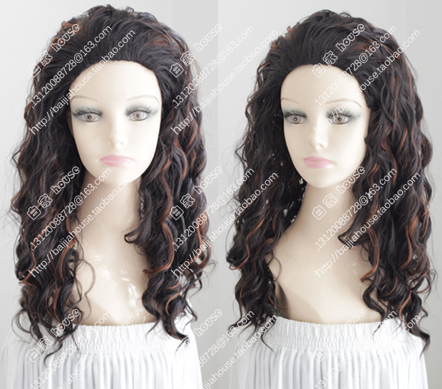 栗色挑染无刘海巴西软妹风长卷发