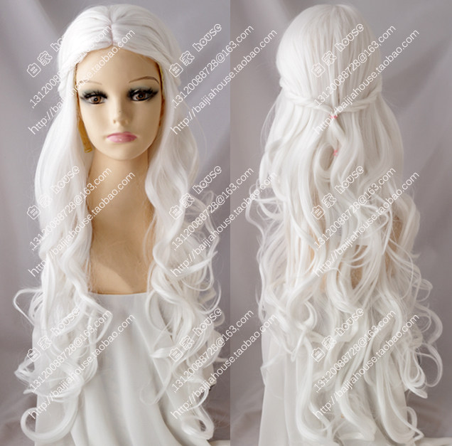 cosplay假发 白色长卷发 萌娘女Lolita大波浪 白皇后 丹妮莉丝
