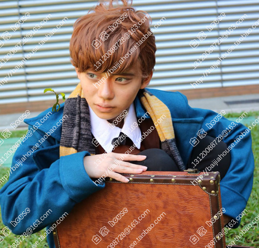 实拍cosplay假发 纽特 斯卡曼德 神奇动物在哪里 棕色纹理短发