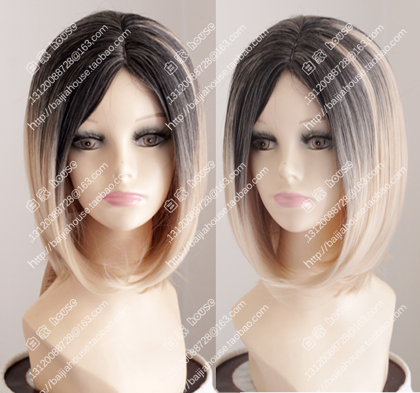 欧美软妹风渐变淡金色中分刘海