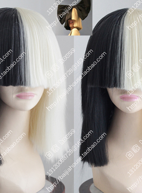 歌手Sia希雅假发 黑色浅金阴阳头bobo短发This is acting