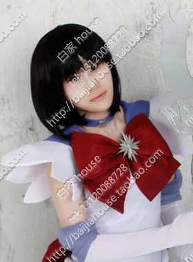 美少女战士 土萌萤 无头骑士异闻录园原杏里 黑色短发 COS假发