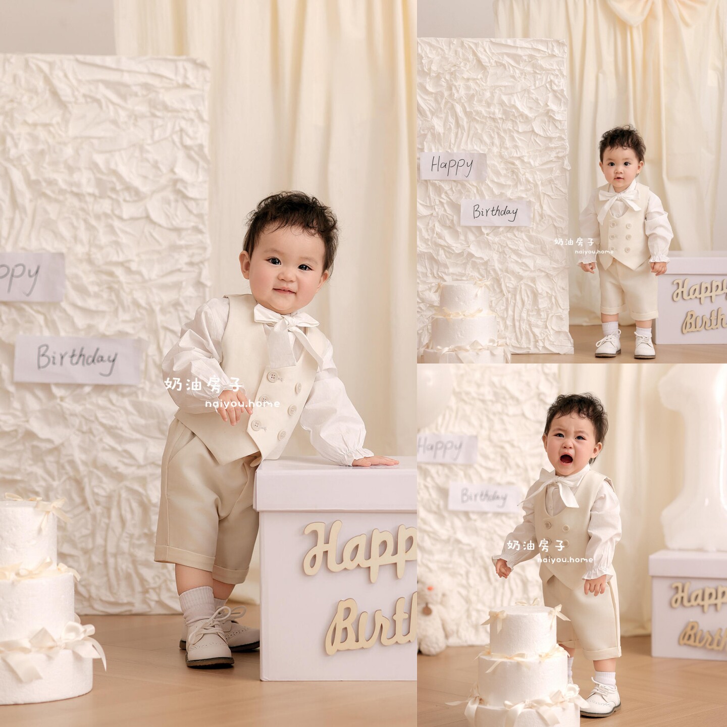 儿童摄影服装男童礼服西装套装生日主题影楼拍照道具宝宝一周岁照
