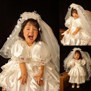 儿童摄影服装重工婚纱礼服复古风主题影楼女童宝宝写真艺术照服装