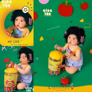 儿童摄影服装真知棒女孩爆炸头假发包租婆造型主题宝宝周岁照拍照