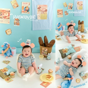 料理鼠百天照儿童摄影服装 可爱卡通主题拍照 宝宝写真拍照道具套装