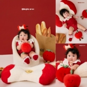 儿童摄影服装 影楼婴儿百日照衣 水果苹果宝宝百天照周岁照拍照服装