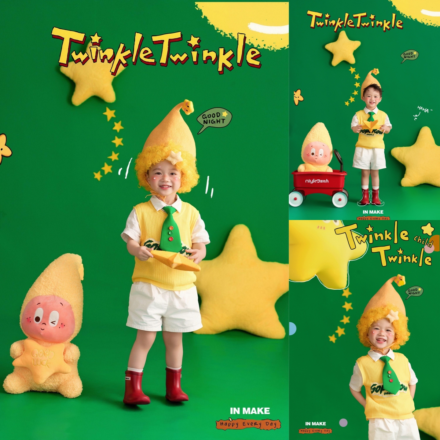 儿童摄影服装搞怪星星人羊毛毡帽子男女宝宝写真艺术照拍照服装