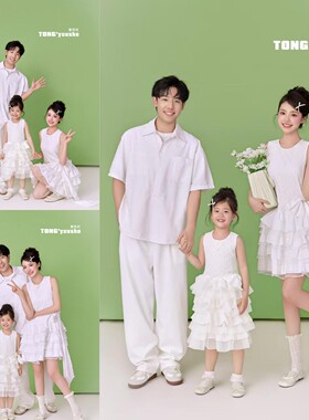 全家福摄影服装夏天清新家庭装一家三口亲子装母子影楼拍照写真衣