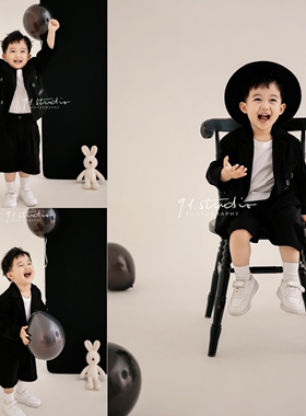 儿童摄影服装黑色西装生日礼服表演毕业季服装影楼男孩写真照衣服