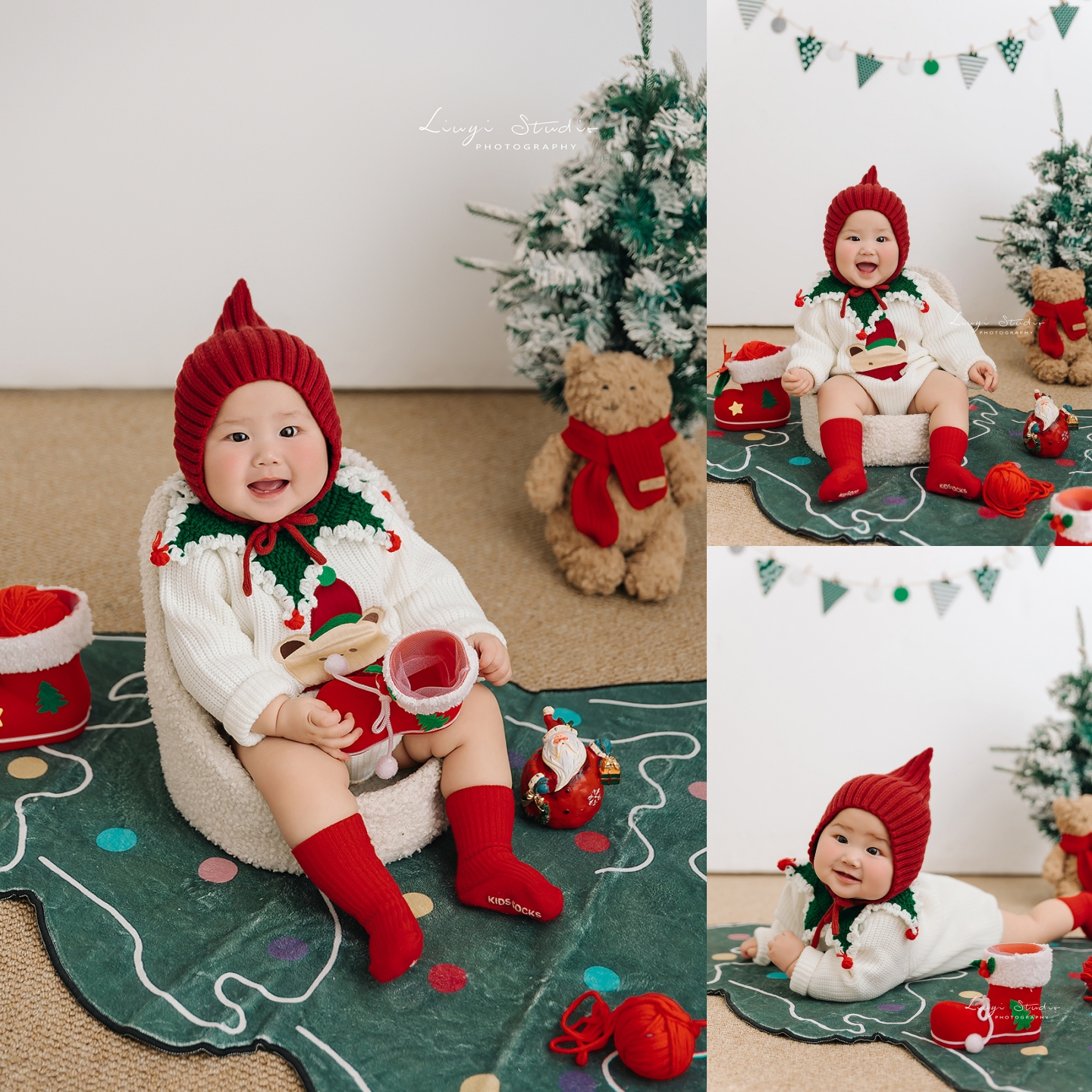 新款儿童摄影服装圣诞节道具影楼男女宝宝百天照周岁照拍照服饰