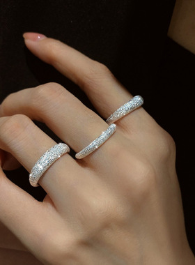 s925纯银满天星戒指女冷淡风磨砂