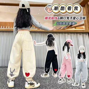 女童炸街哈伦裤春秋款儿童休闲卫裤女大童春装宽松运动裤时尚长裤
