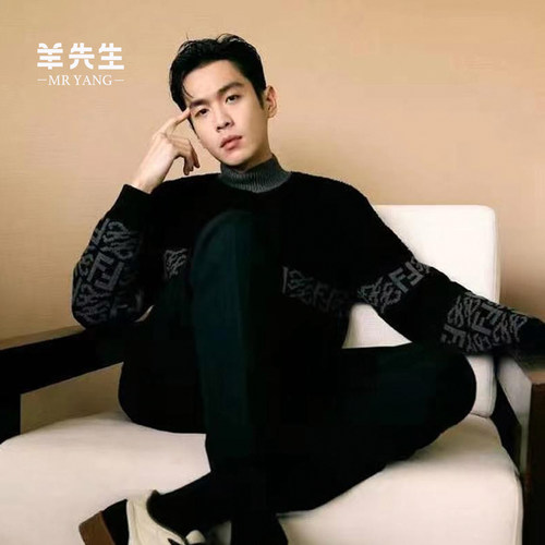 秋冬青年半高领羊绒衫男针织毛衣