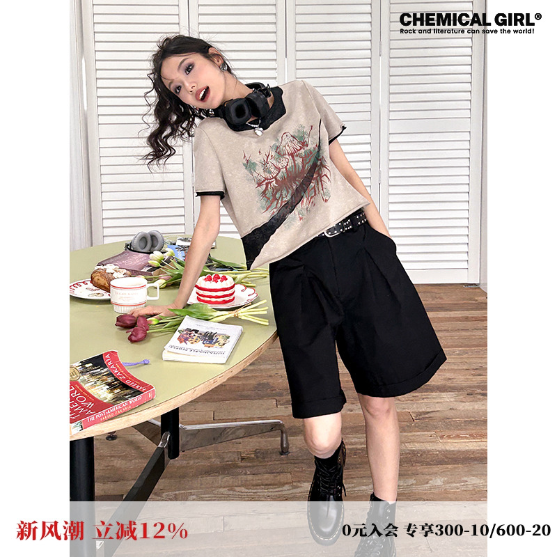 复古常规印花纯棉休闲短袖T恤女