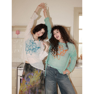 化学少女「破晓春日」真两件系带背心马海毛罩衫 女慵懒松弛两件套