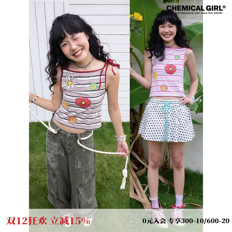 条纹花花背心女夏新品