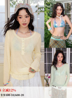 天丝亚麻罩衫比基尼真两件T恤女