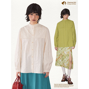 学院风纯棉透气上衣 衬衫 化学少女「春日圣经」夏季 复古宽松两层式