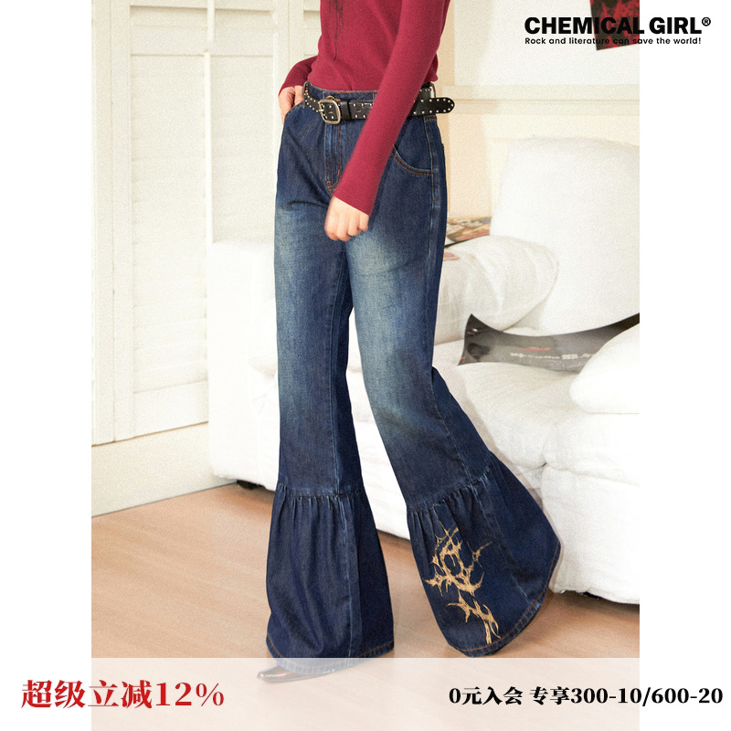 2024秋冬斜纹无弹牛仔面料牛仔裤