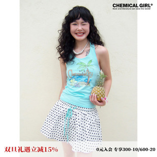 化学少女「蕾丝结」纯棉波点蕾丝裙裤 裙短裙半身裙 女夏裤