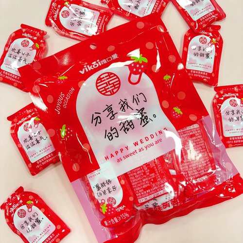 VIKOI唯口爱草莓味蒟蒻果冻喜庆独立包装休闲小零食网红热销喜糖