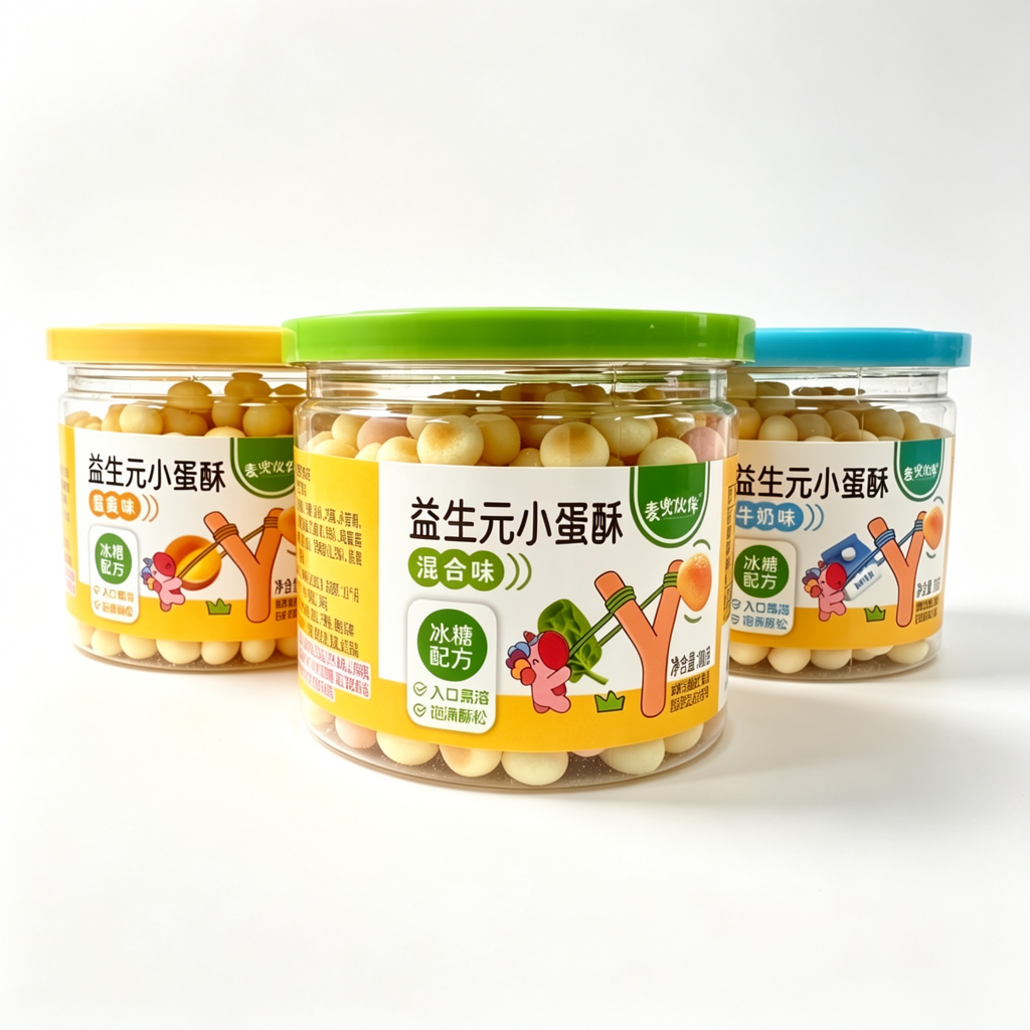 2罐 麦兜小蛋酥宝宝小馒头儿童零食原味奶豆入口易溶罐装酥松易溶