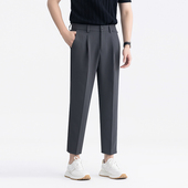 九分休闲裤 男松紧腰直筒韩系高级宽松百搭坠感裤 垂感免烫西裤 夏季