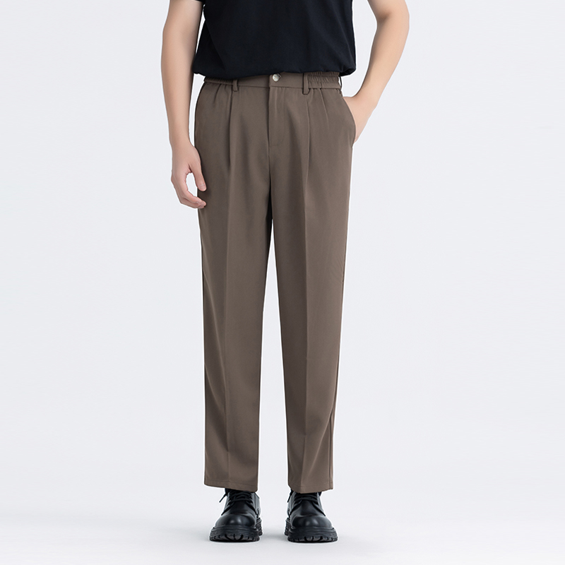 夏季高级垂感纯色小西裤男时尚宽松休闲韩版百搭男士直筒西装长裤