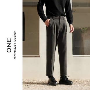 极简风高智感男士 直筒九分裤 毛呢裤 时尚 男 加绒加厚休闲裤 秋冬新款