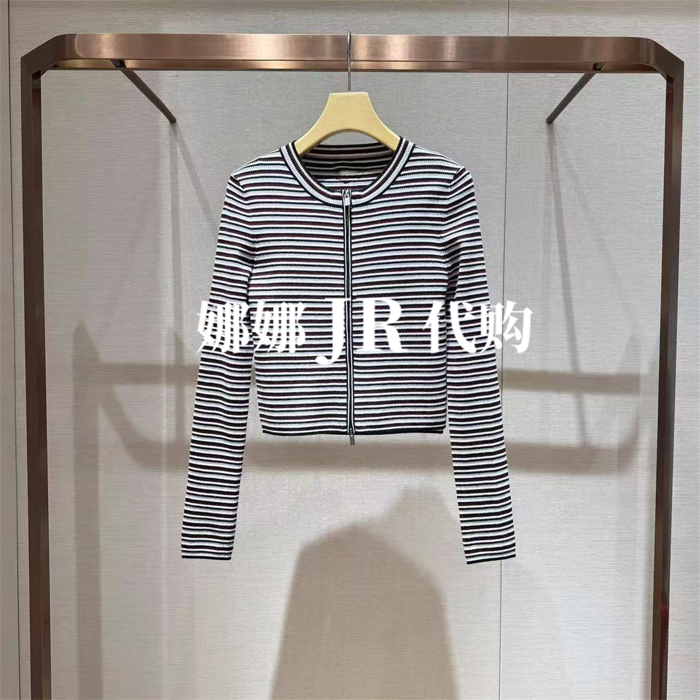 JR2025冬修身条纹两件套针织开衫
