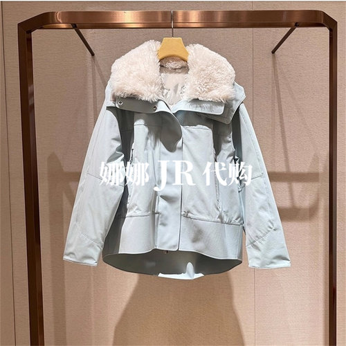 JR2025冬连帽毛领拉链羽绒服外套