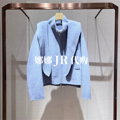JR2025年冬连帽围巾领毛呢外套