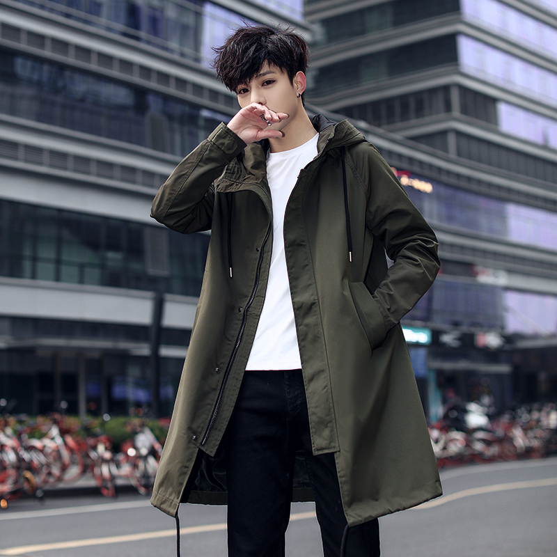 2023春秋款男士中长款风衣连帽外套有加棉+10元XZ1310-1903-P90，男装风衣，星座1310